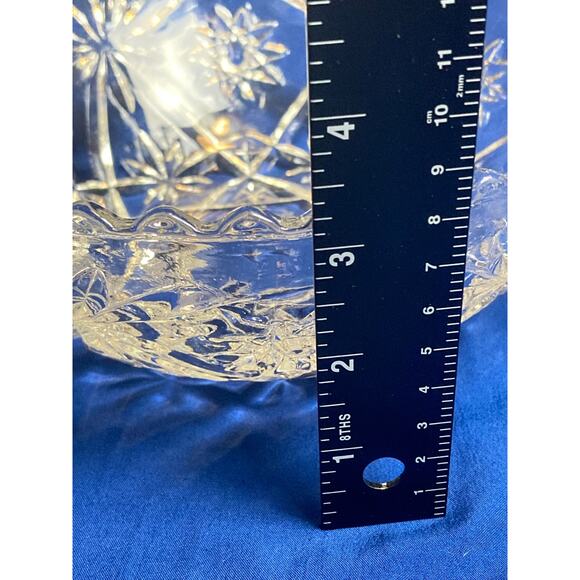 VTG Anchor Hocking Glass Serving Bowl Star of David Pattern 8.5" x 3.5" Sawtooth - Picture 9 of 9